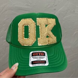 OK Green trucker hat